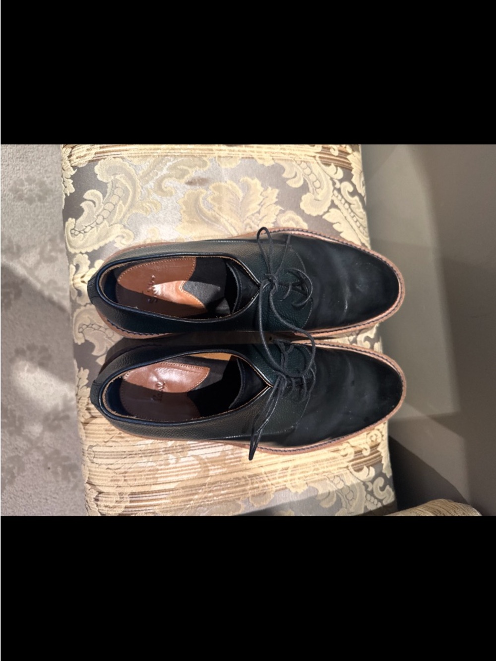 Paul Smith Black Leather Derby Shoes with Brown Trim